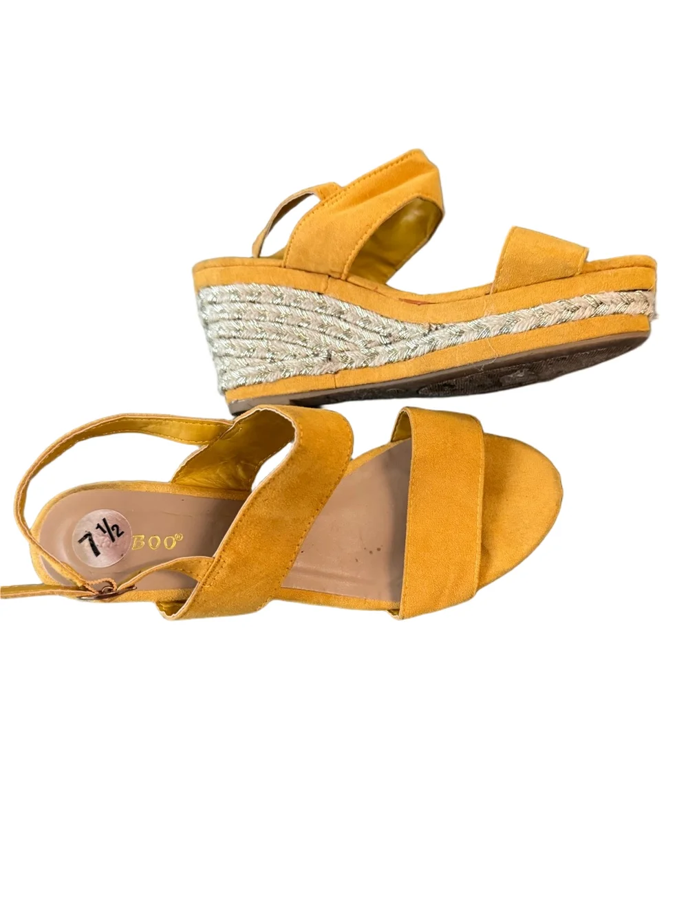 BAMBOO Yellow Suede Espadrille Wedge Sandals